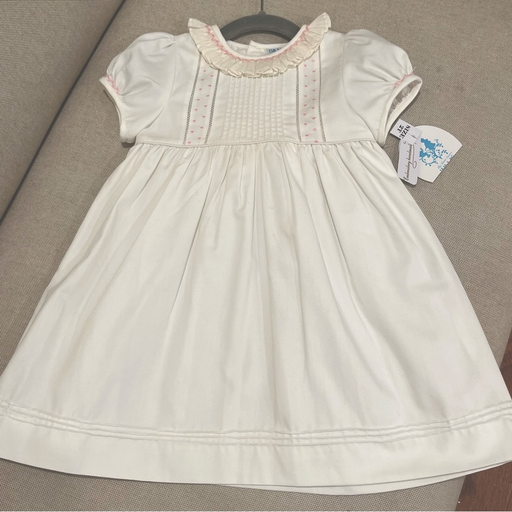 Luli & Me Embroidered Dots Ivory Dress